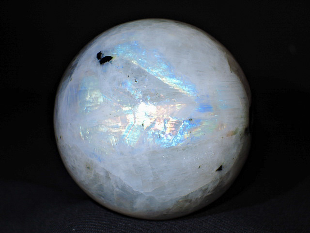 * Rainbow moonstone circle sphere 57mm/259g & Heart rose quartz crystal sphere pedestal. 2 set * natural stone month length stone ball & crystal stand attaching *kamesan