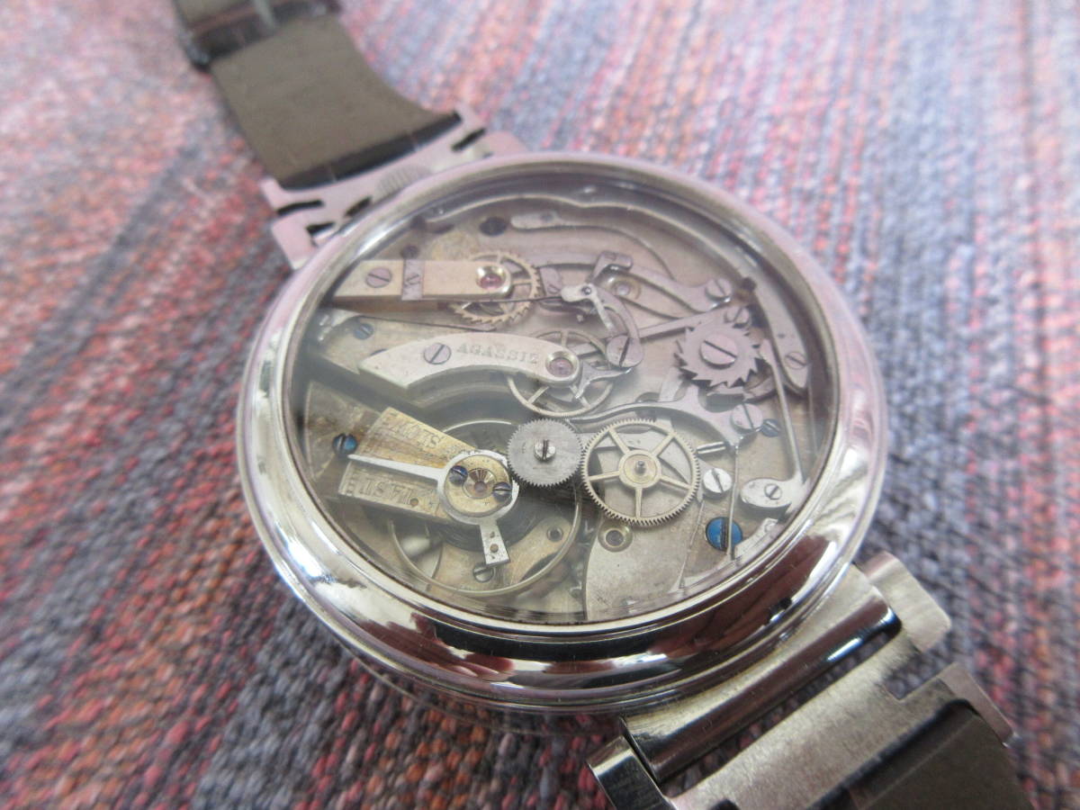 機械式 懐中 腕時計 手巻き スモセコ クロノ ストップウオッチ 青針 レトロ 西洋アンティーク レア珍の画像1