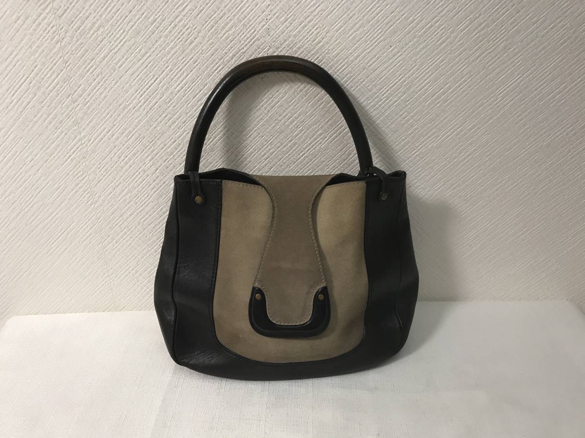 本物グッチGUCCI本革レザースエードハンドワンショルダーバッグ