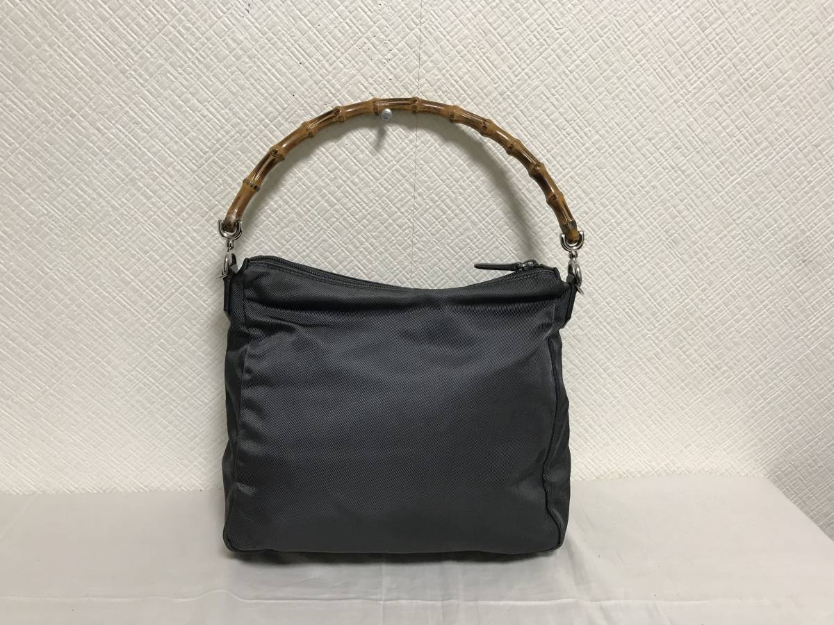 完売 美品本物グッチGUCCI本革レザーナイロンバンブーワンショルダー
