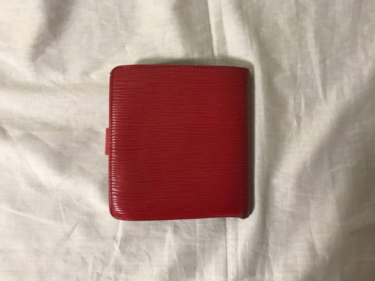本物ルイヴィトンLVエピマルコ本革レザー二つ折り財布サイフ札入れ赤レッドトラベル旅行メンズレディース