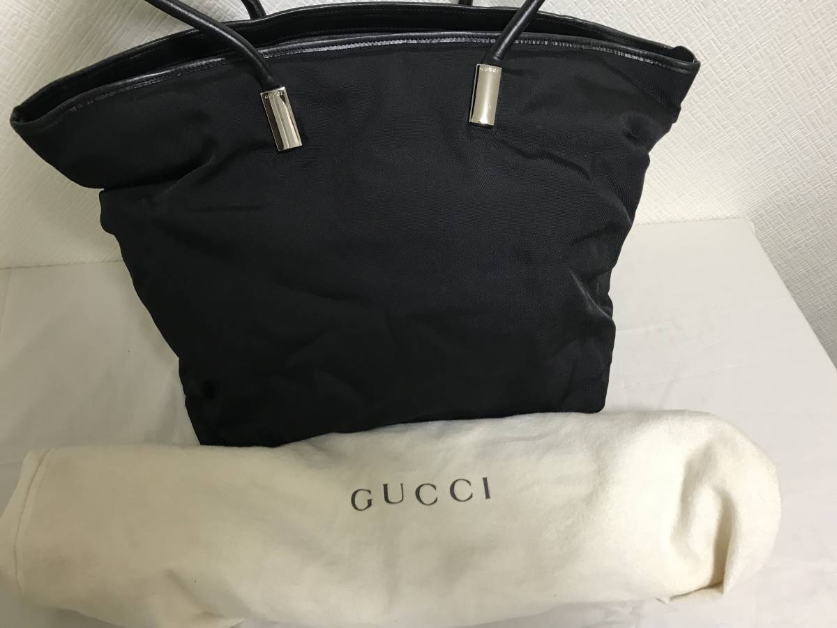 美品本物グッチGUCCI本革レザーナイロンデカビッグトートバッグビジネスボストンバック旅行トラベル黒ブラックメンズレディース_画像5