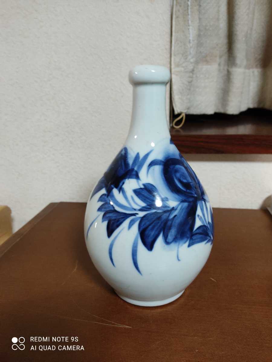 酒瓶　昭和初期頃　陶器　牡丹柄　染付　№943-広島_画像2