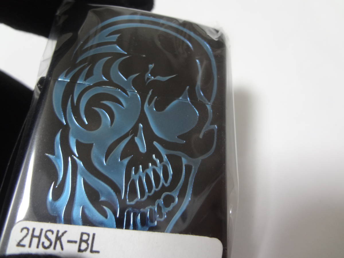 ハーフ オブ スカル デザイン HALF OF SKULL デザイン ZIPPO レッド/ブルー 2個セット 展示未使用品_画像4