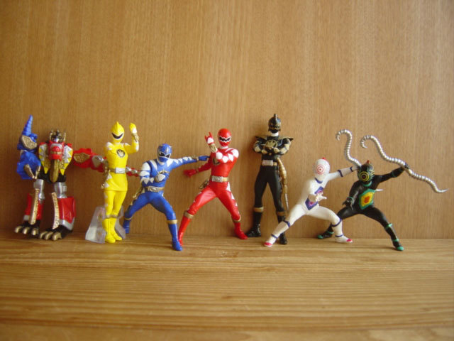 #Fhw04QC Full color герой Bakuryuu Sentai Abaranger 1 полный все 7 вид :*BANDAI Bandai *200 иен =006360_s