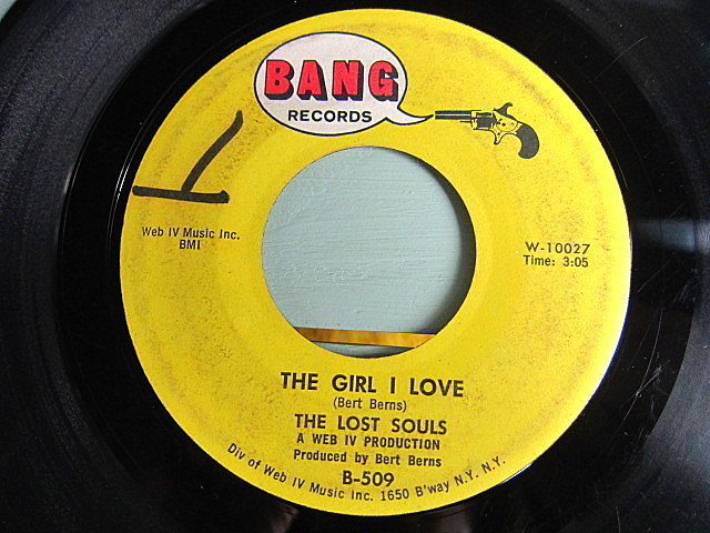 THE LOST SOULS●THE GIRL I LOVE/SIMPLE TO SAY BANG RECORDS B-509●201210t1-rcd-7-rkレコード7インチ米盤ガレージロック60's_画像1