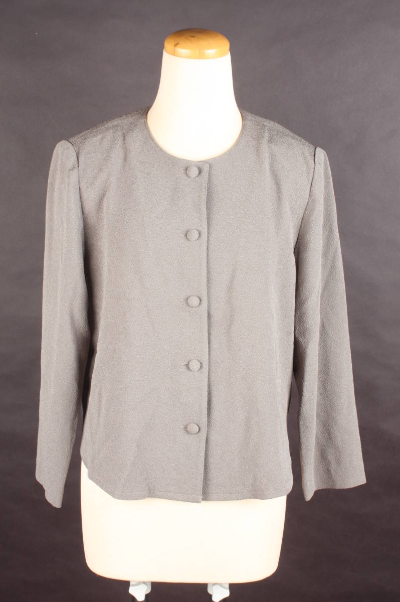 OM4133 cleaning settled poetry ..BY HITOSHI formal setup ensemble cardigan skirt set lady's made in Japan gray 