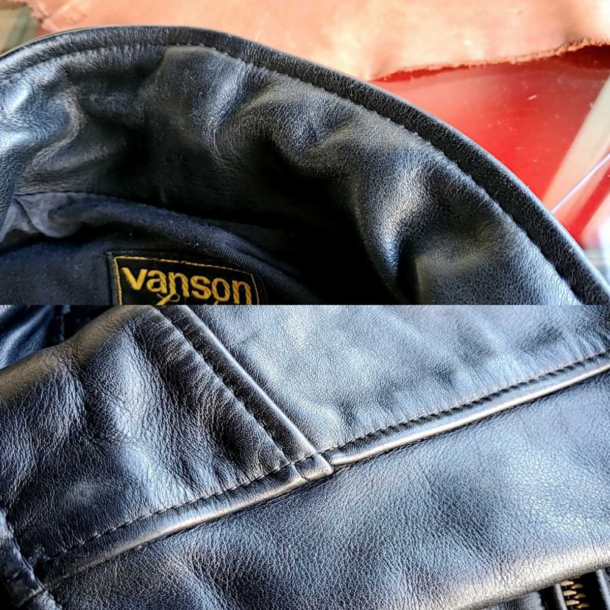 758◇USA製 バンソン VANSON シングル ライダース size34 黒 ブラック