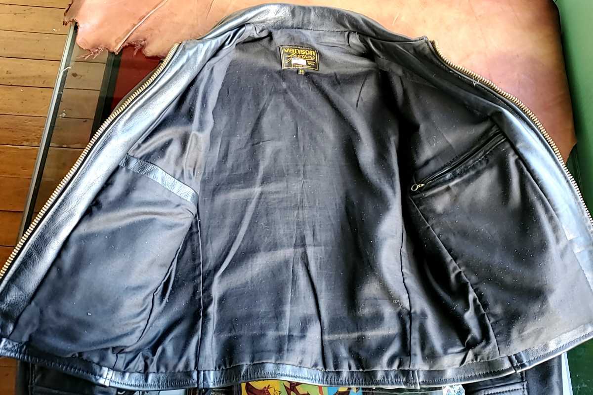 758◇USA製 バンソン VANSON シングル ライダース size34 黒 ブラック