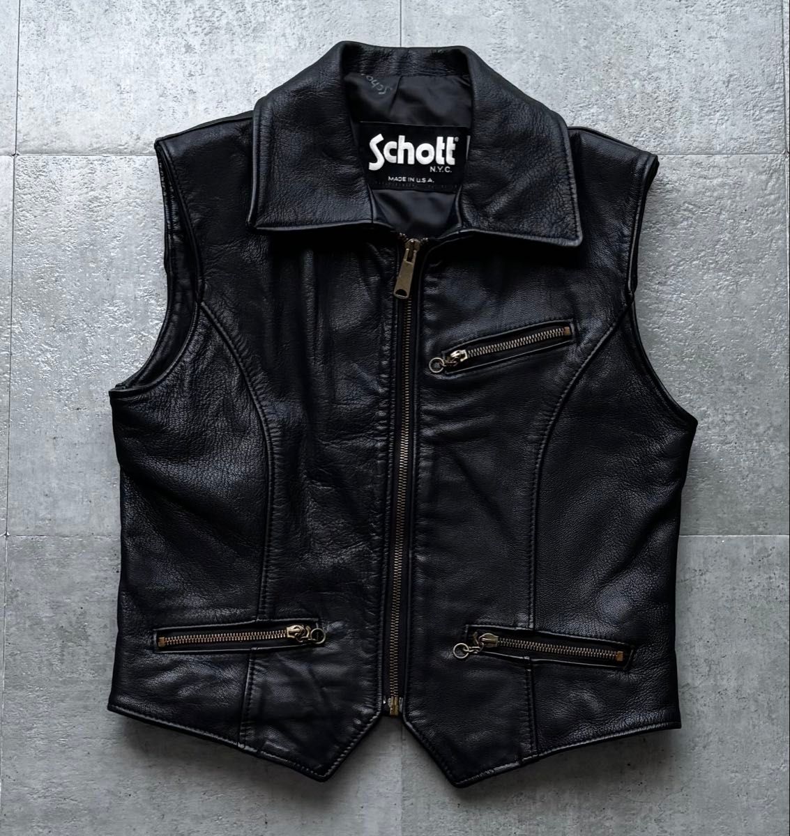 【レディース古着】90s レザーライダースベスト S ブラック USA アメリカ レディース古着】90s レザーライダースベスト S ブラック USA アメリカ