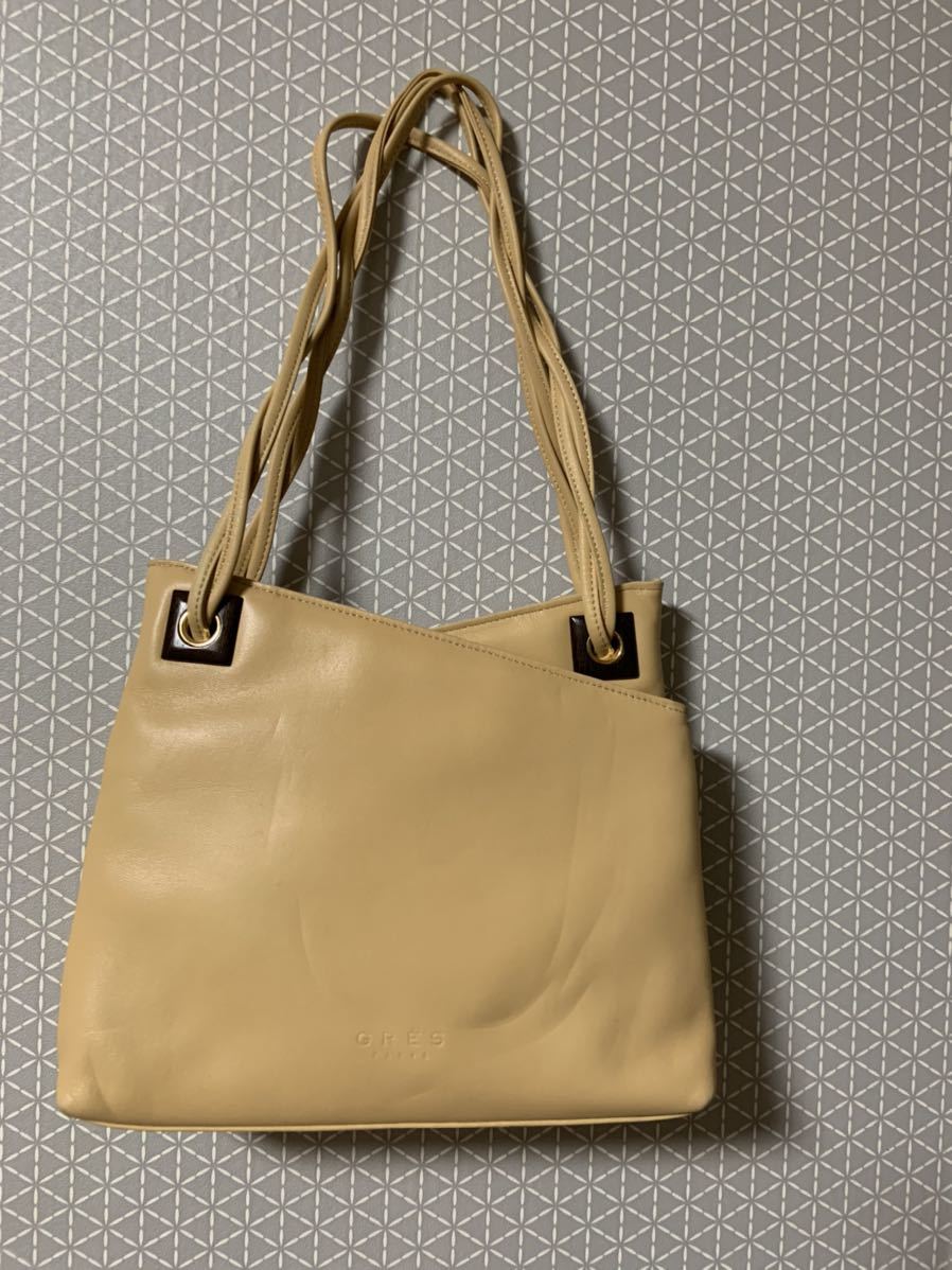 上品】 GRES□本革バッグ□未使用保管品クリーム色♪ 牛革