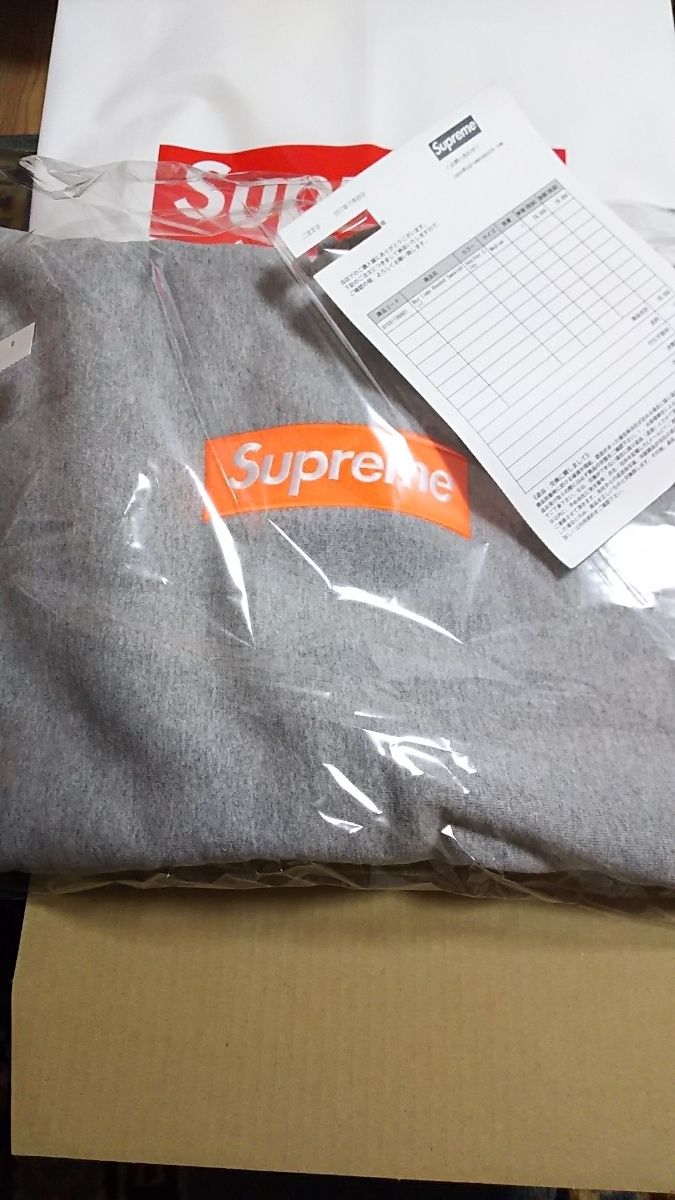 新品 M 納品書付 Supreme Box Logo Hooded Sweatshirt Heather Grey シュプリーム ボックスロゴ ヘザーグレー 灰 パーカー フーディー