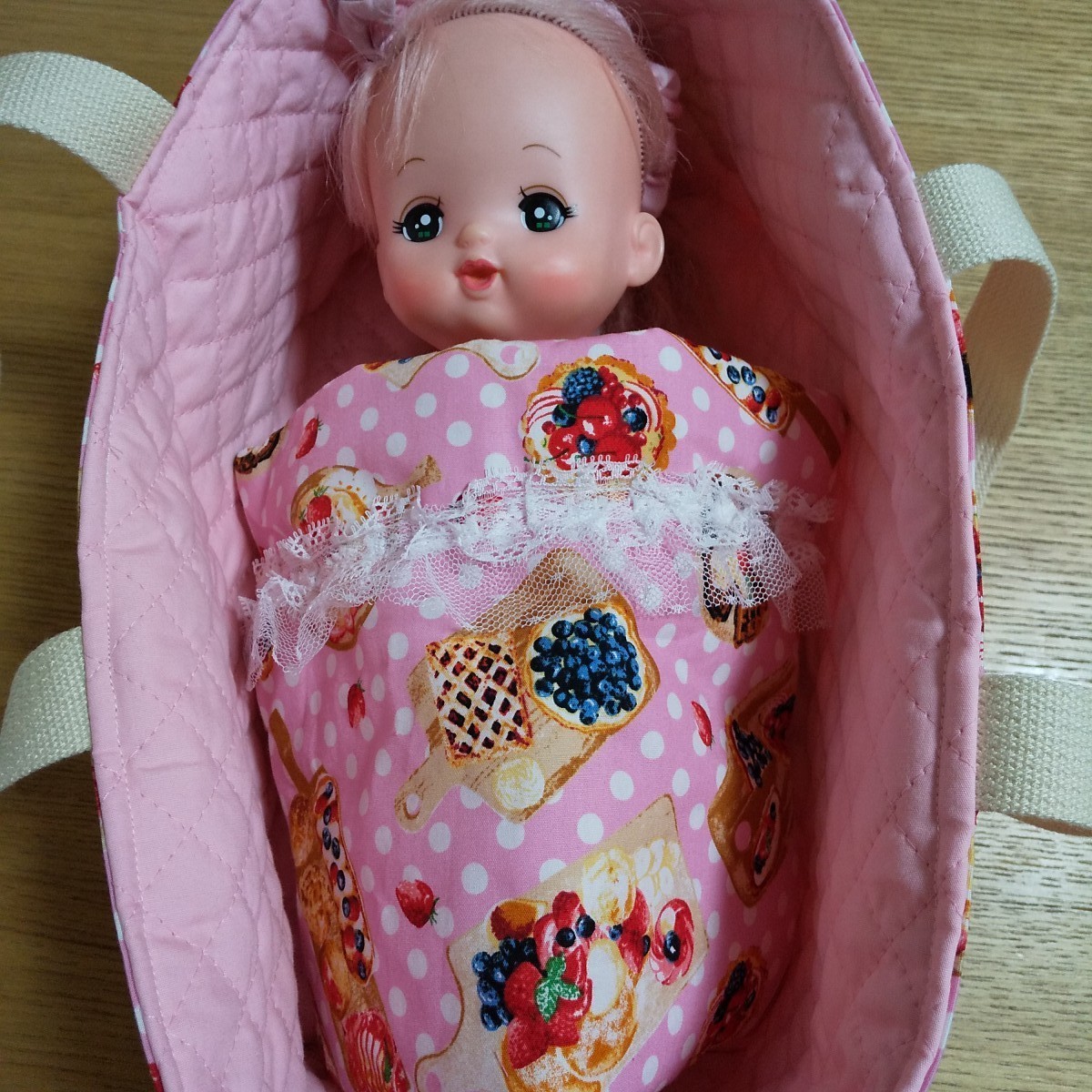 Paypayフリマ スイーツ ピンク水玉 メルちゃん ハンドメイド クーファン Paypayフリマ スイーツ ピンク水玉 メルちゃん ハンドメイド クーファン