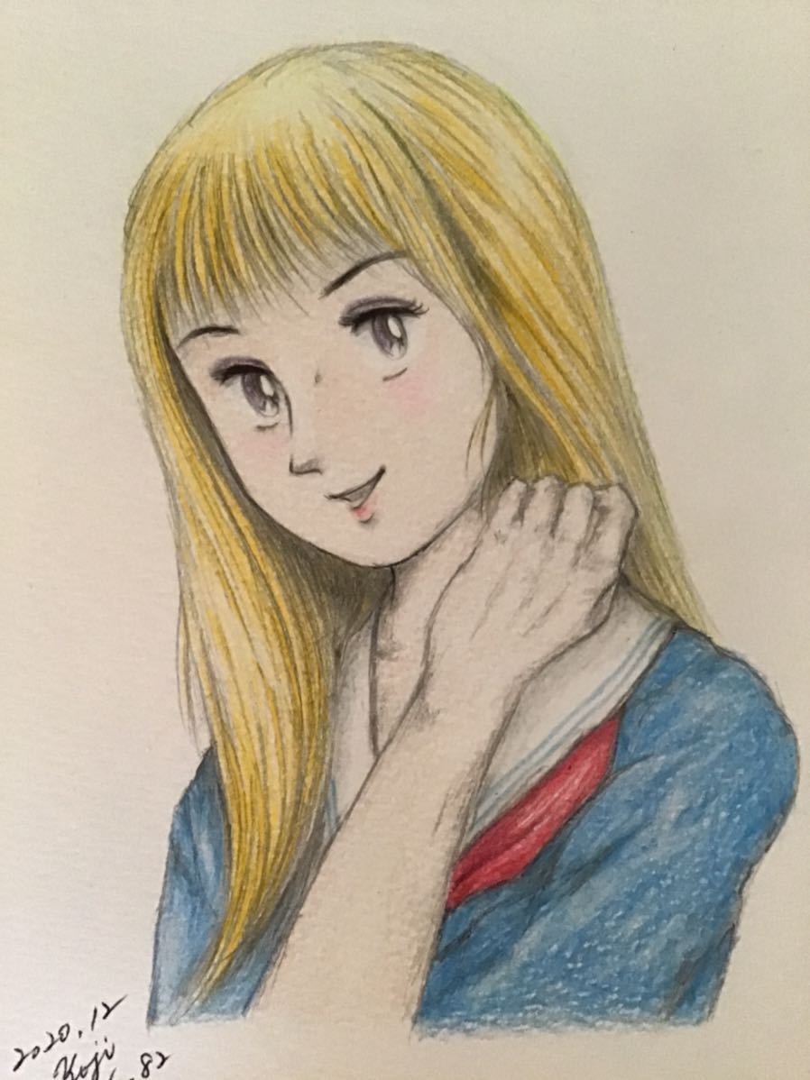  handwriting . illustration girl * sailor suit. young lady NO.82 * pencil color pencil ballpen * drawing paper * size 16.5×11.5.* new goods * not for sale 