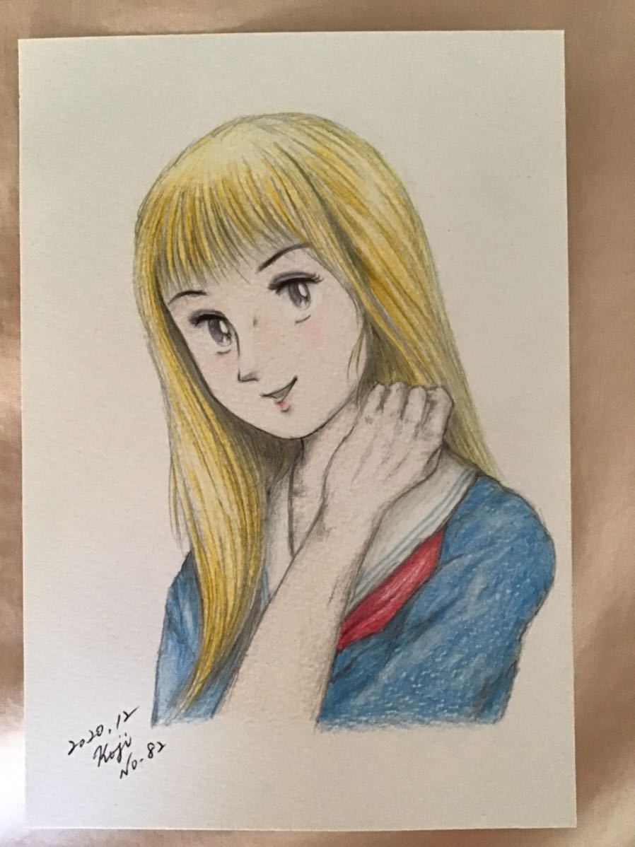  handwriting . illustration girl * sailor suit. young lady NO.82 * pencil color pencil ballpen * drawing paper * size 16.5×11.5.* new goods * not for sale 