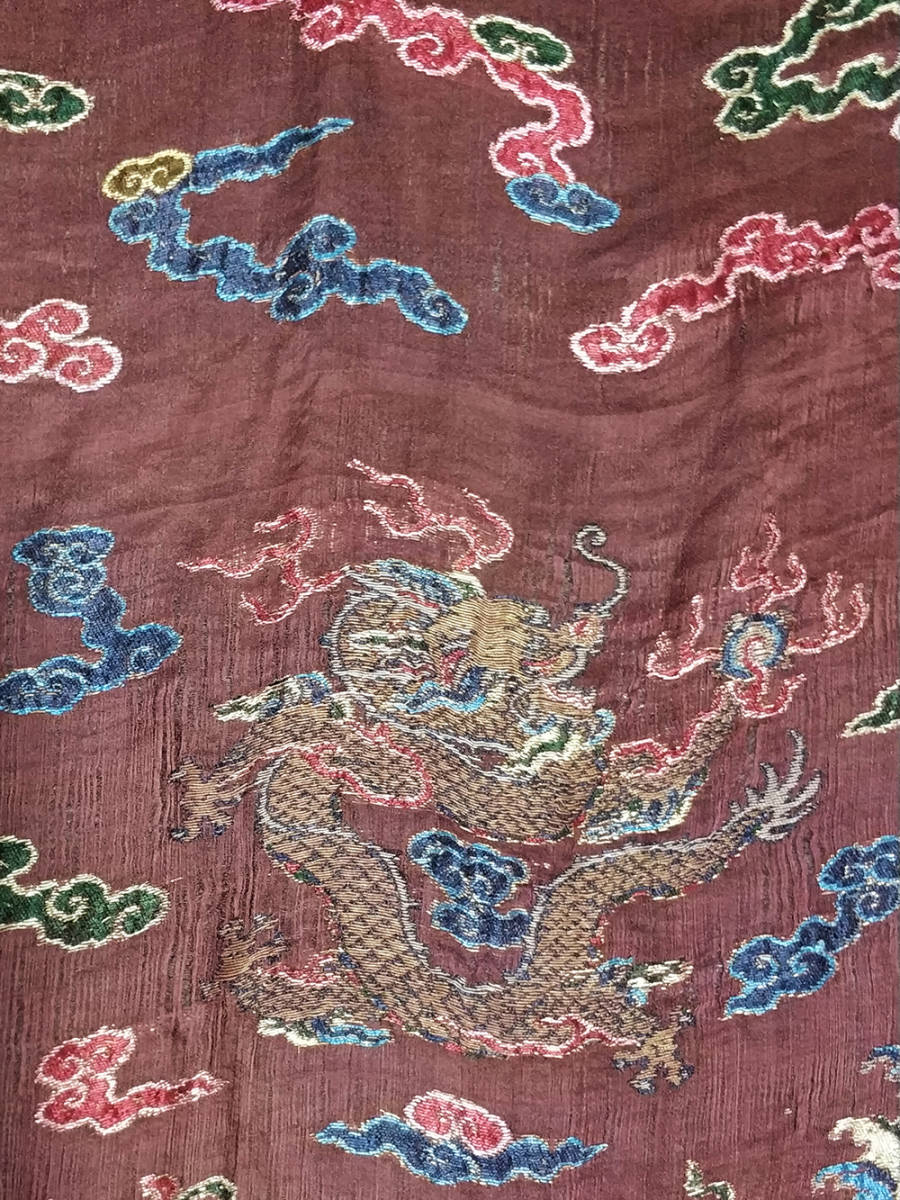 豪華な 袍料 吉服龍袍 乾隆期 妝花 金龍紋 彩雲紋 明清織繍 検 清朝