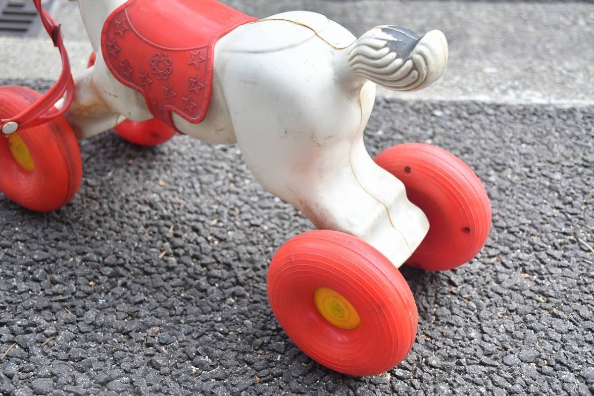  Showa Retro antique toy for riding . horse san toy plastic wooden horse pair ..