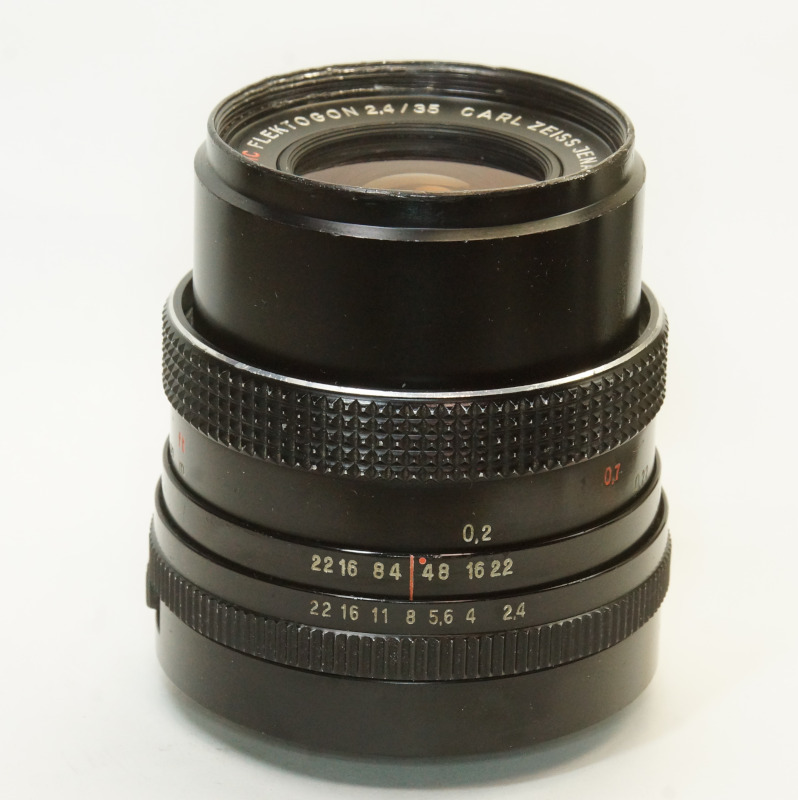 ドイツ製 Carl Zeiss Jena electric MC FLEKTOGON 2.4/35 M42 6NB-470 初期型 Red MC マルチコート_画像3