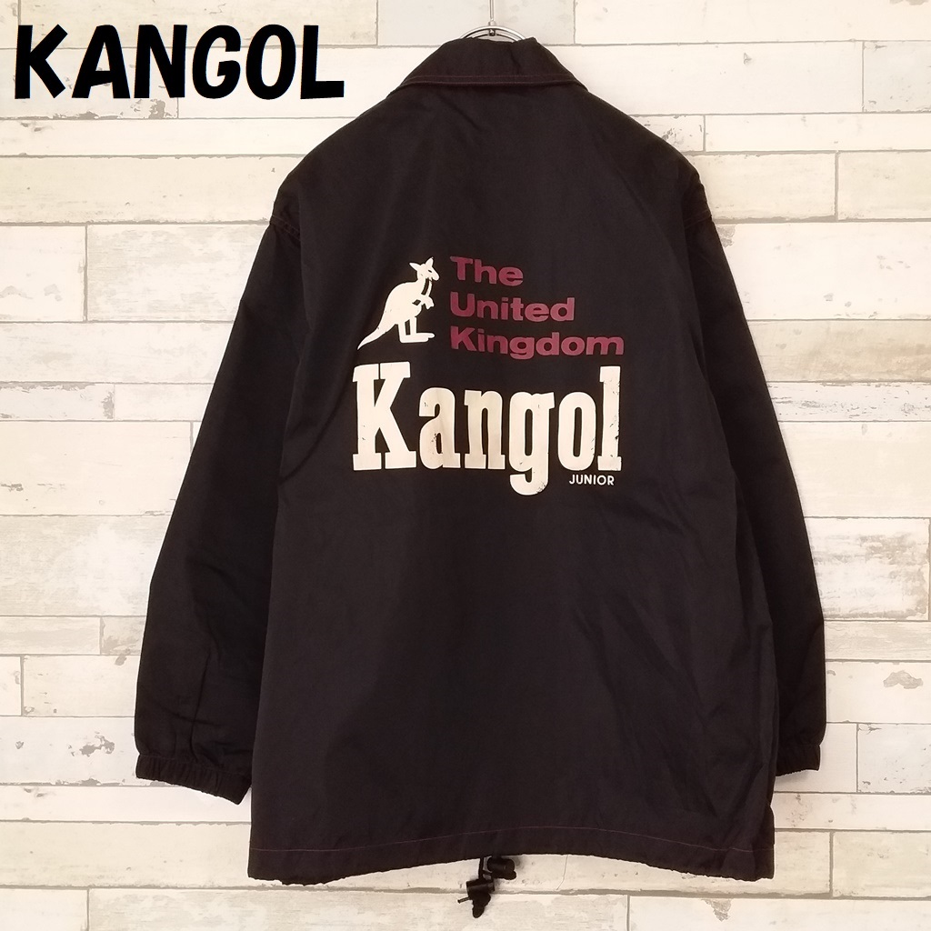 [ популярный ]KANGOL/ Kangol нейлон жакет коуч жакет двусторонний Logo черный размер 160 Kids /9029