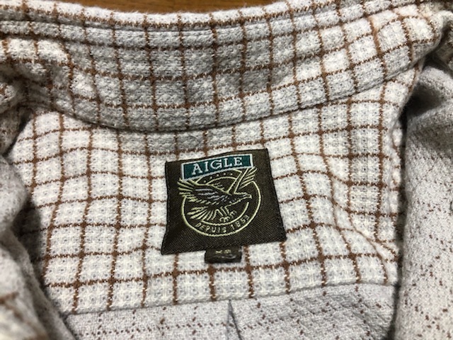 ★即決★AIGLE　エーグル★チェックボタンダウンシャツ★XS★ベージュ系★BDシャツ★ヘビーウェイト★タッターソール★60サイズ★_画像5