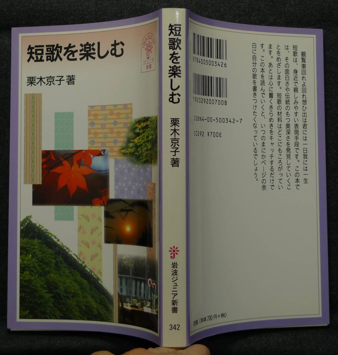 【希少】【新品並美品】古本　短歌を楽しむ　岩波ジュニア新書342　著者：栗木京子　(株)岩波書店_画像2