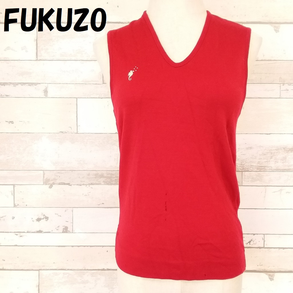 【人気】FUKUZO/フクゾー ワンポイント刺繍ロゴ スウェットベスト レッド サイズ32-81 レディース/8996_画像1