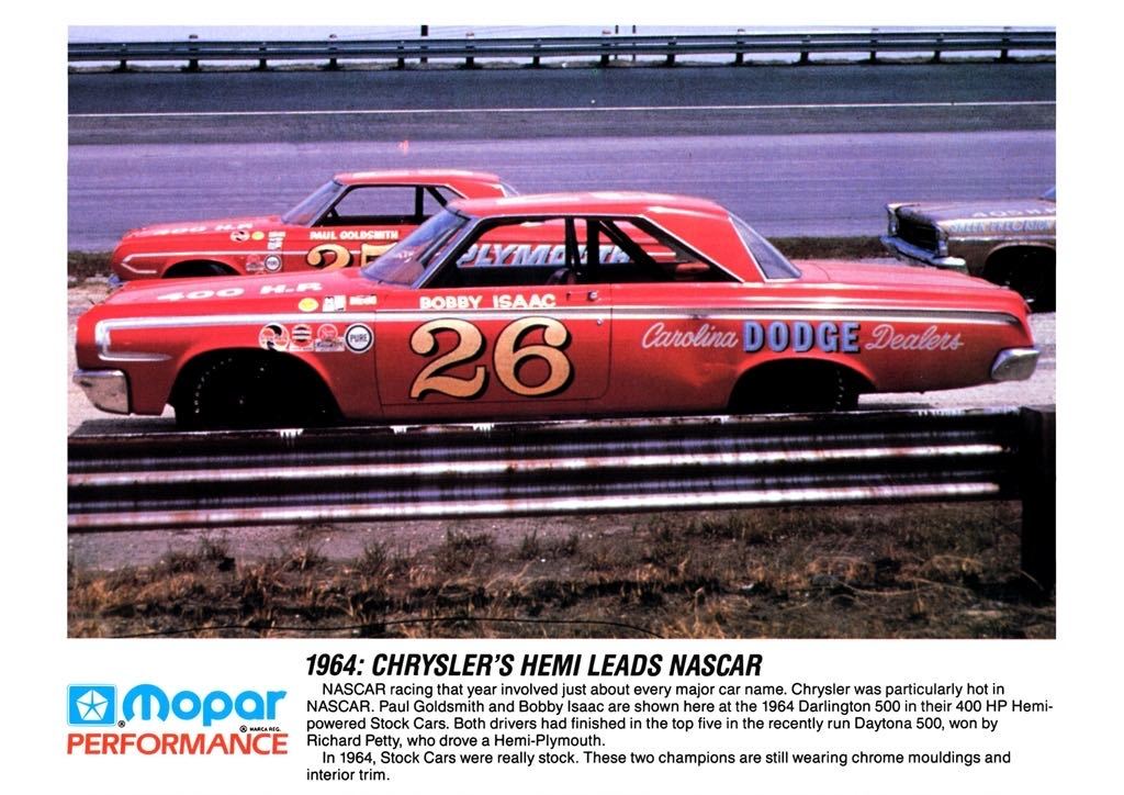 ポスター★ナスカー 1964 ダッジ＆プリムス HEMI Nascar ポスター★Mopar/モパー/NASCAR/ダッジ/プリムス/Dodge/Plymouthの画像1