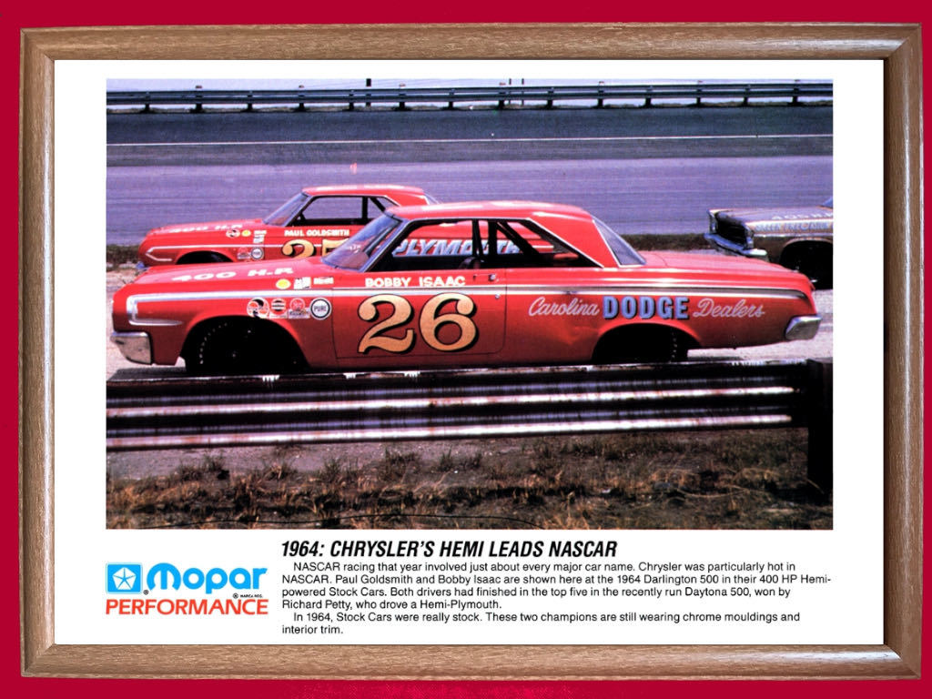 ポスター★ナスカー 1964 ダッジ＆プリムス HEMI Nascar ポスター★Mopar/モパー/NASCAR/ダッジ/プリムス/Dodge/Plymouthの画像2