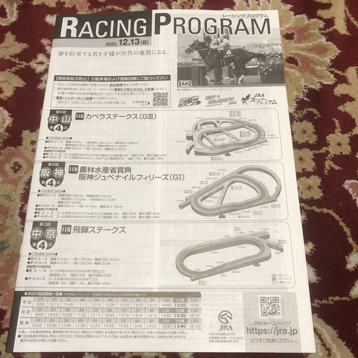 JRAレーシングプログラム2020.12.13(日)阪神ジュベナイルフィリーズ(GⅠ)、カペラステークス(GⅢ)、飛騨ステークス_画像1
