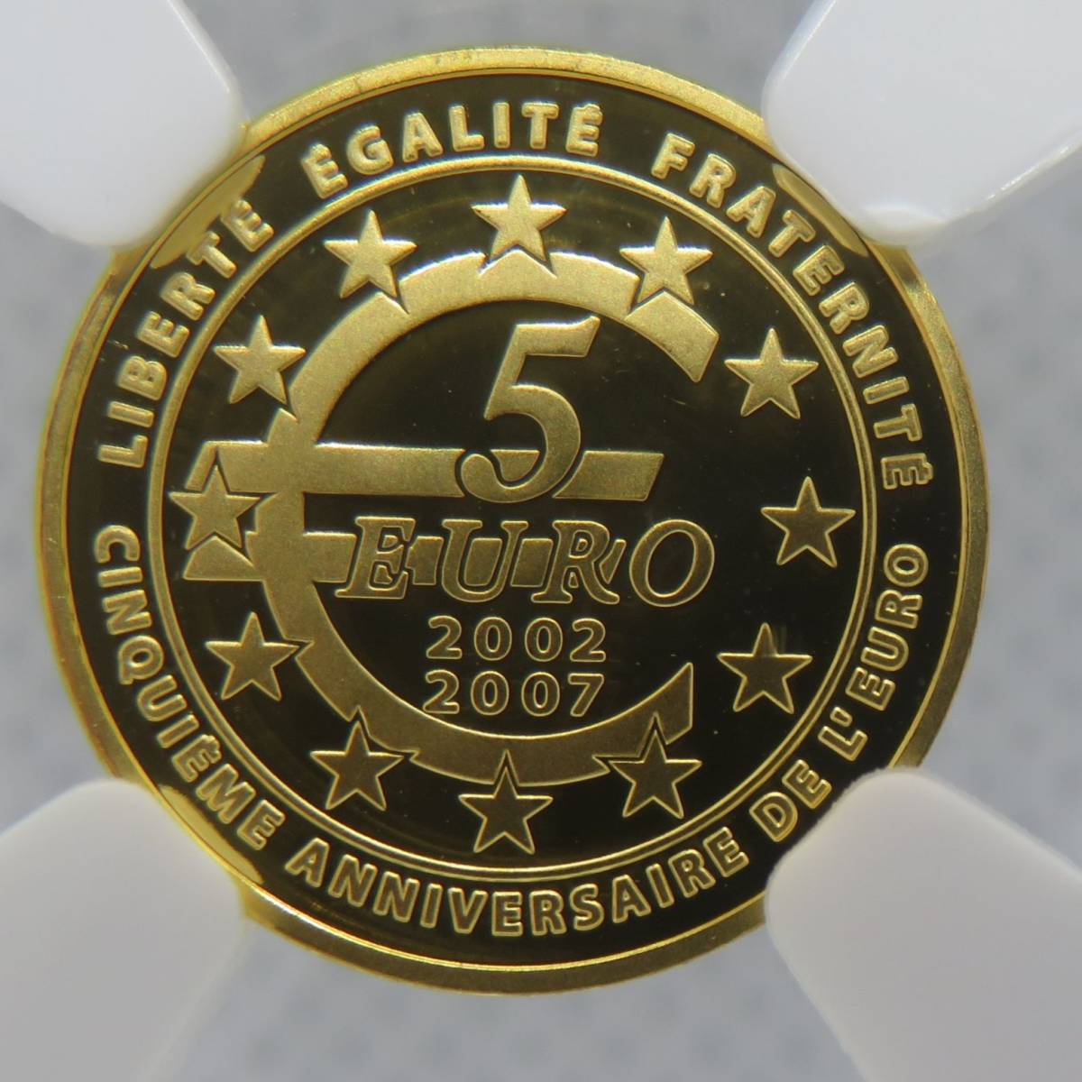 フランス 2007年 金貨(ゴールド) 5ユーロ ユーロ5周年記念 NGC PF70 ULTRA CAMEO【最高鑑定】_画像2