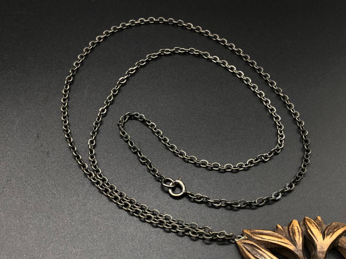 【木彫ネックレス アンティーク品】 天然木 裏銘あり K1127F_画像5