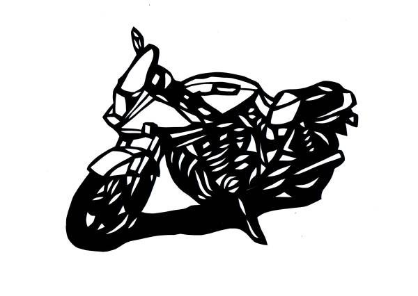 イエロー　オートバイ　バイク　切り絵　ドライＴシャツ　刀　昭和　レトロ　旧車　絶版車　黄色_画像2