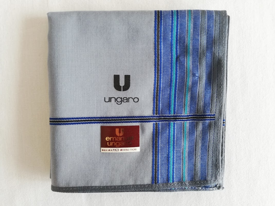 [ unused with defect ]ungaro / Ungaro handkerchie gray dyh-9018
