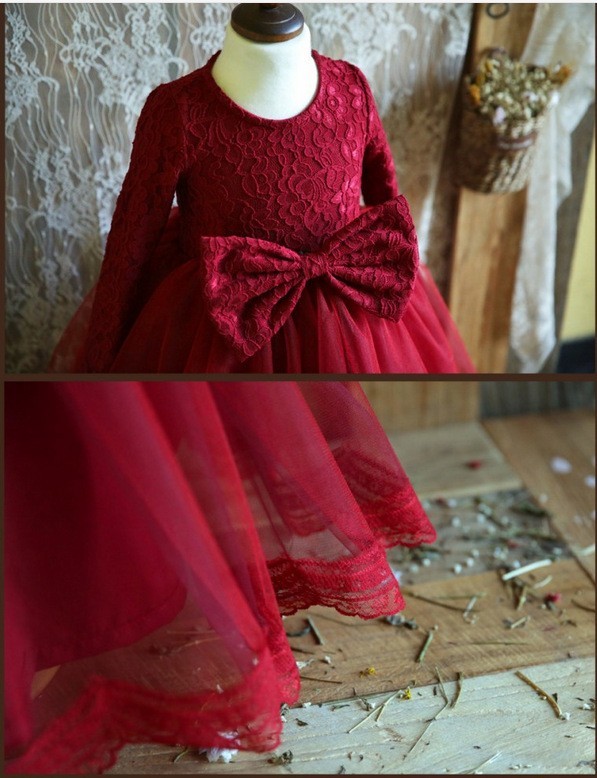 新品　ワンピース　100　ドレス　赤　クリスマス　サンタ　コスプレ　仮装　韓国　発表会　結婚式　可愛い　りぼん　レース　長袖