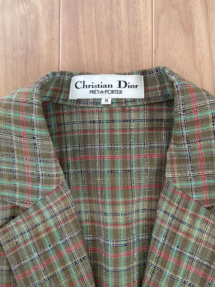ChristianDior チェック柄テーラードジャケット グリーン/VW268 ChristianDior チェック柄テーラードジャケット グリーン/VW268