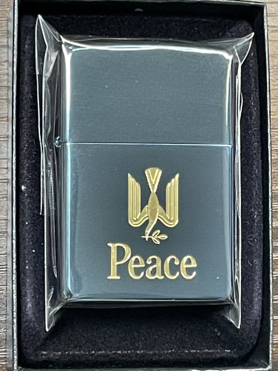 zippo PEACE ブルーチタン ヴィンテージ 限定品 年代物 Peace たばこメーカー 1995年製 懸賞品 ゴールド刻印 ピース ケース 保証書_画像1