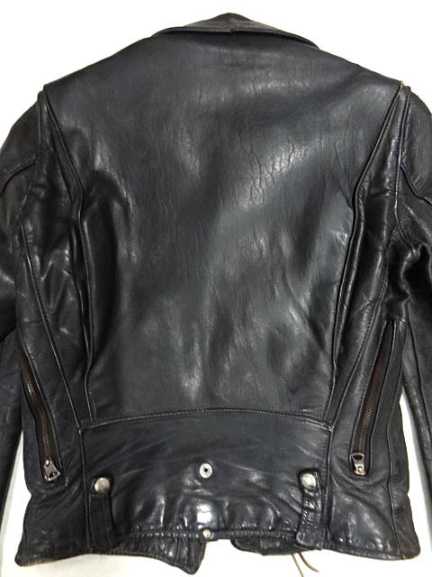  Vintage BUCOb-koJ 24 rare size 34 Dpoke Horse Hyde leather double rider's jacket Biker ta long USA black black 