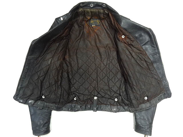  Vintage BUCOb-koJ 24 rare size 34 Dpoke Horse Hyde leather double rider's jacket Biker ta long USA black black 
