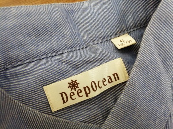 kkyj4916 ■ Deep Ocean ■ シャツ トップス 長袖 バンドカラー ブルー 青 43 180/108Y XXL 大きいサイズ_画像9