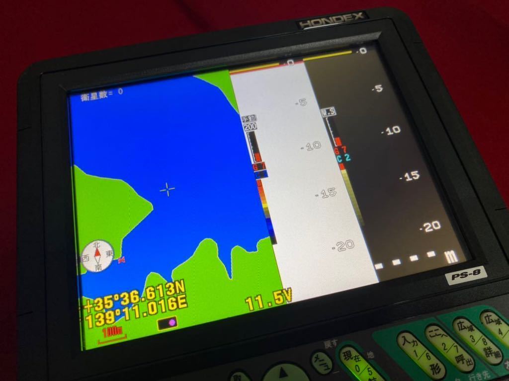 ◇ ワイドスキャン付属！ホンデックス HONDEX PS-8 GPS 8.4型 カラープロッター魚探 振動子200khz 水温センサー 電源ケーブル付属！◇