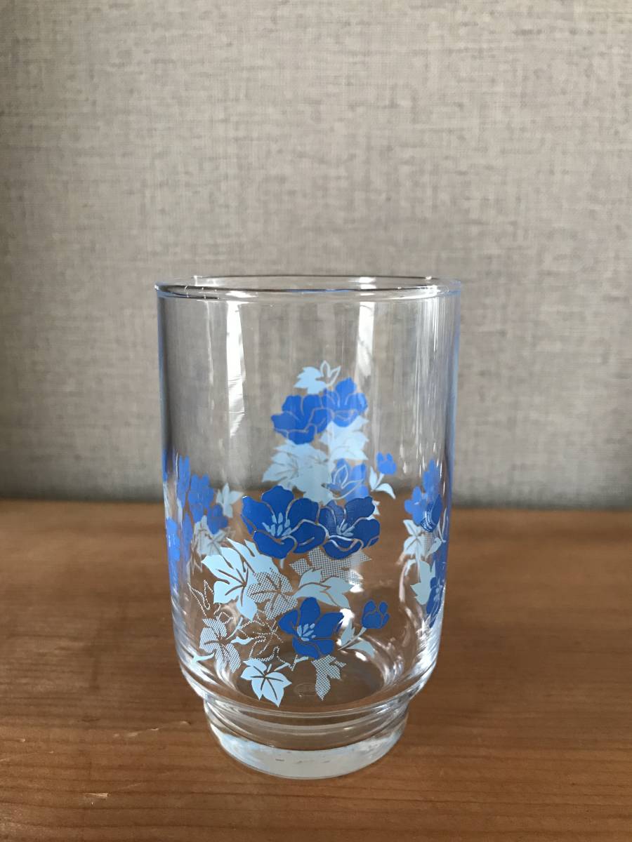 昭和レトロ　青色　花　ペチュニア 佐々木ガラス ガラスコップ 6個セット_画像5