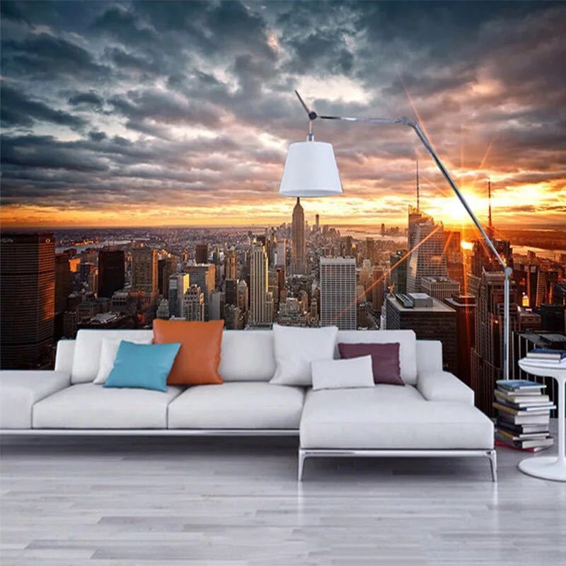 写真の壁紙美しいニューヨーク市日没風景芸術写真背景壁 3D 壁画ダイニングルーム家の装飾フレスコ画_画像2