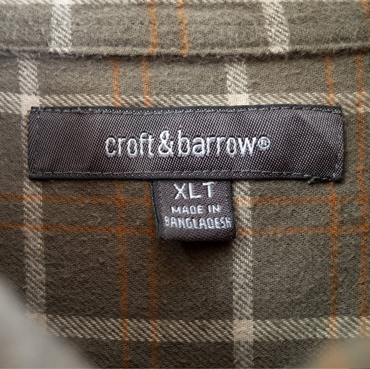 【US古着】Croft&Barrow フランネル BD長袖シャツ セージ 茶 チェック オーバーサイズ スケーター 90’sスタイル ゆるダボシャツ  XL