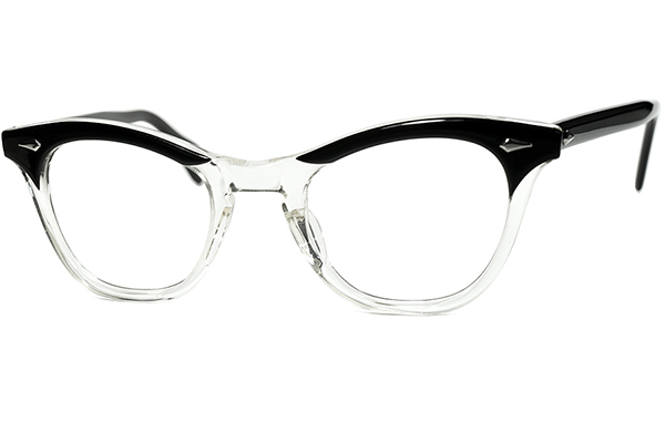 American Optical BLACK×CRYSTAL Eyeglass Frame 44□22-145 American Optical BLACK×CRYSTAL Eyeglass Frame 44□22-145