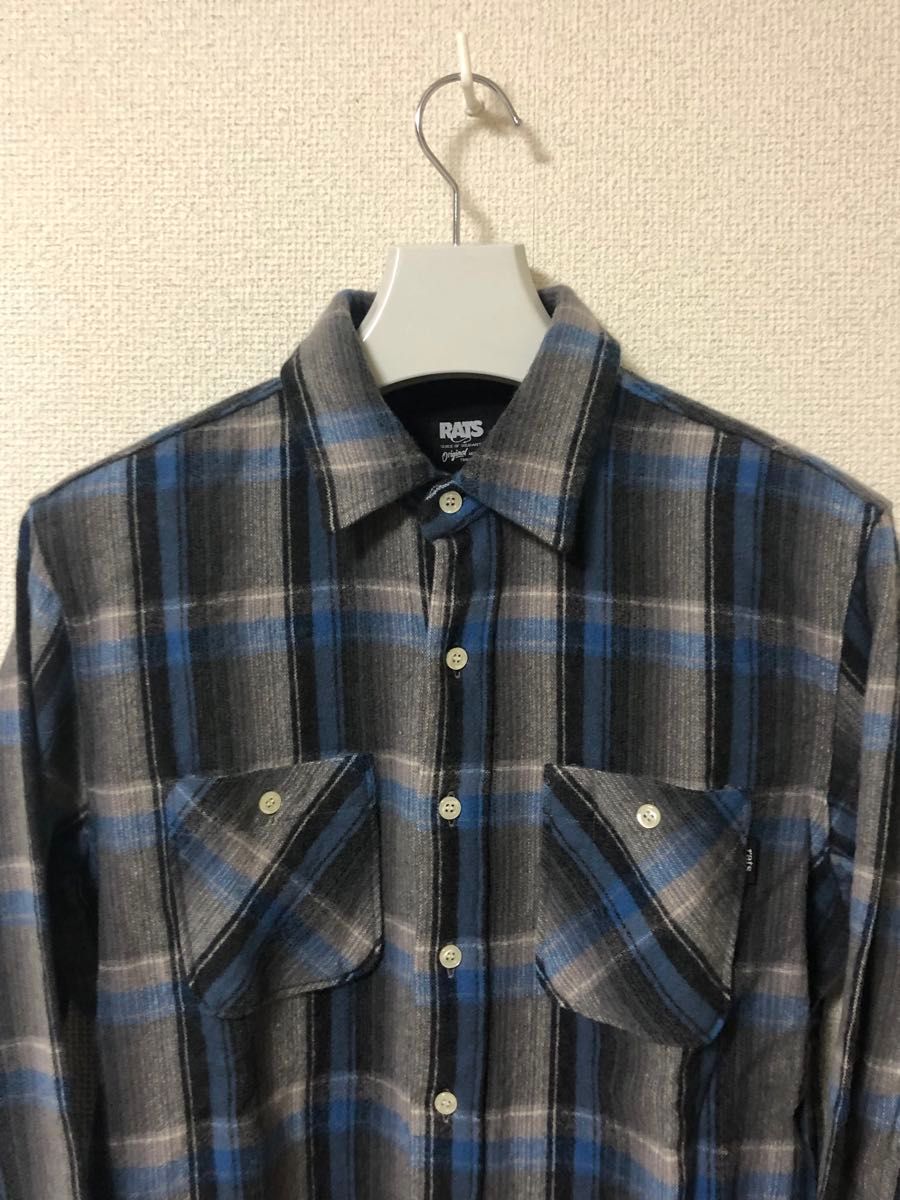 RATS ラッツ オンブレチェック ネルシャツ 長袖シャツ ブルー グレー