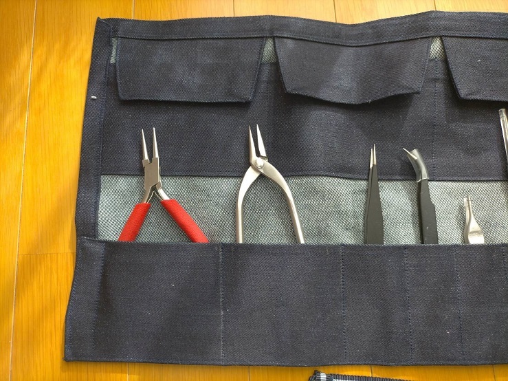 工具袋（オリジナル手作り品）趣味の道具入れに如何でしょうか？　ジーンズ生地で上部　送料無料