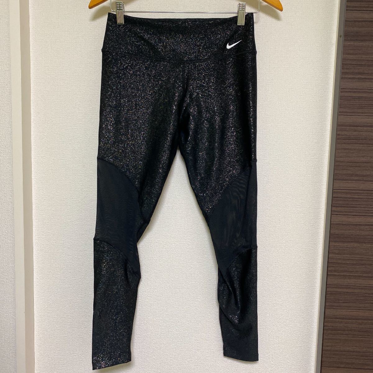 値下げ NIKE レディース DRY-FIT シルバーラメレギンス 黒 Lサイズ 美品
