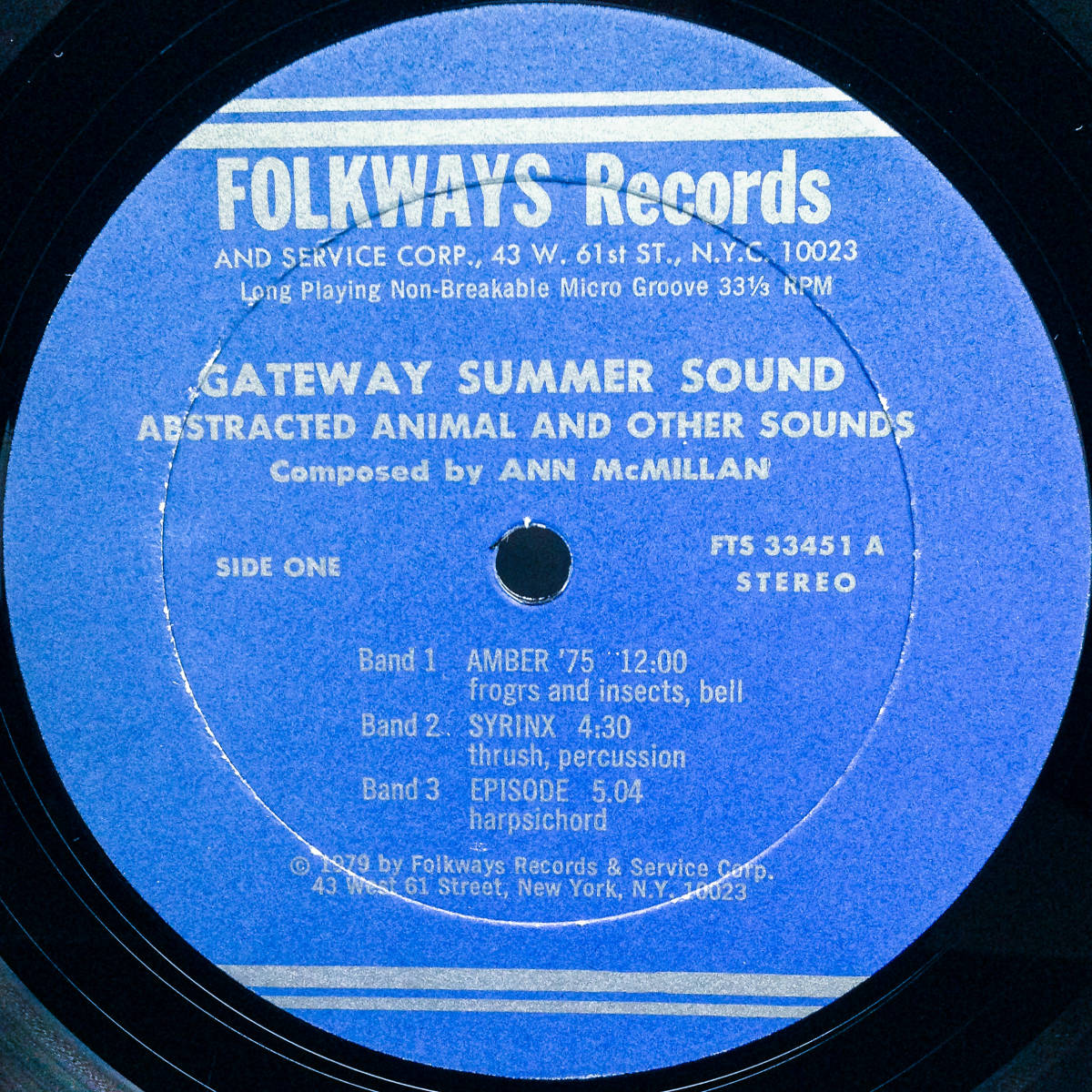 [LP] \'78 рис Orig / Ann McMillan / Gateway Summer Sound / Abstracted Animal & Other Sounds / Booklet имеется / Folkways / FTS 33451