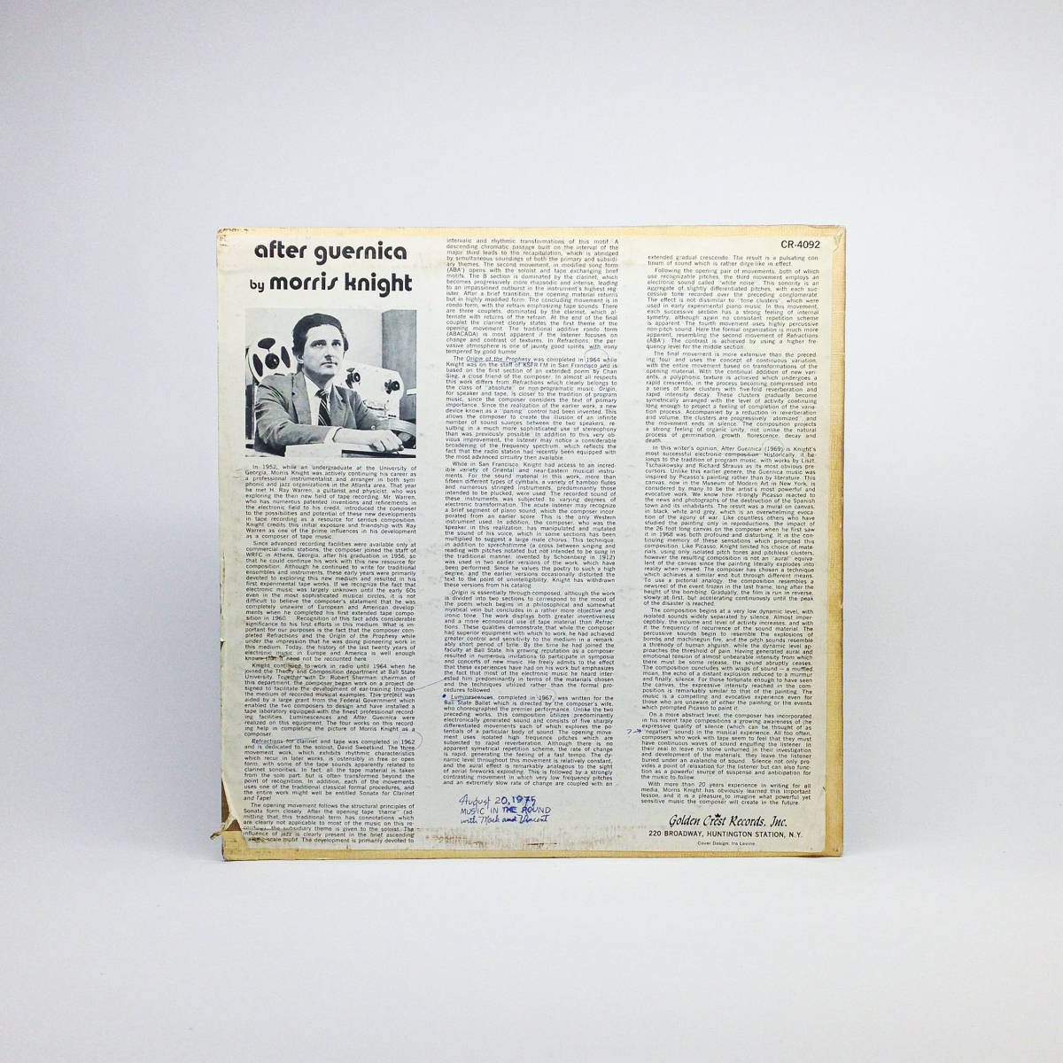 [LP] \'69 рис Orig / Morris Knight / After Guernica / Golden Crest / CR-4092 / Experimental