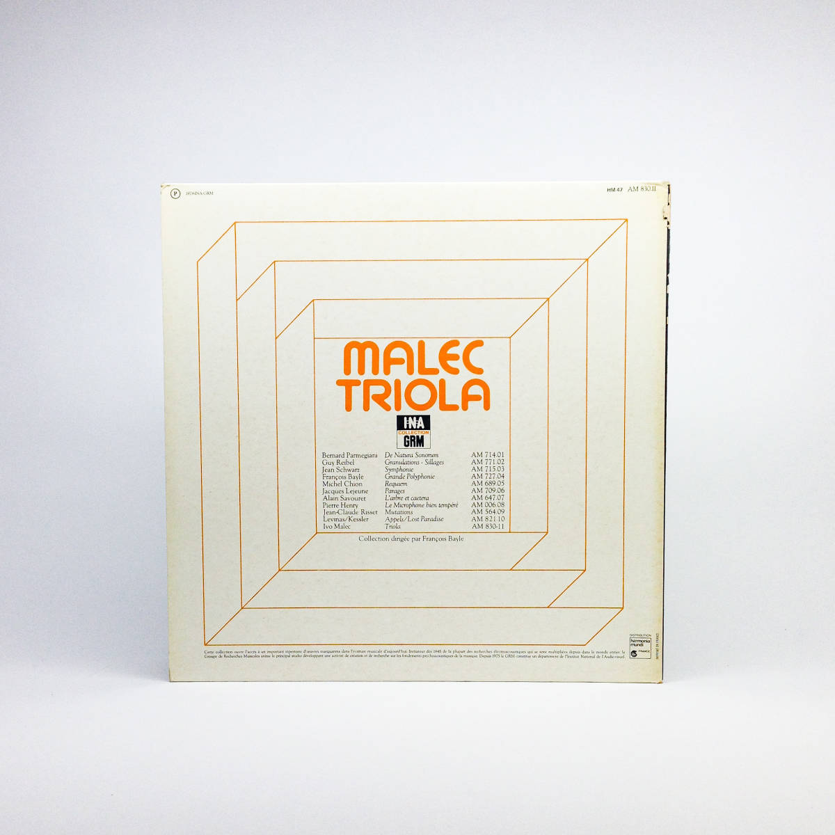 [LP] '78仏Orig / Ivo Malec / Triola / 美盤 / INA-GRM / AM 830.11 / Musique Concrete_画像2